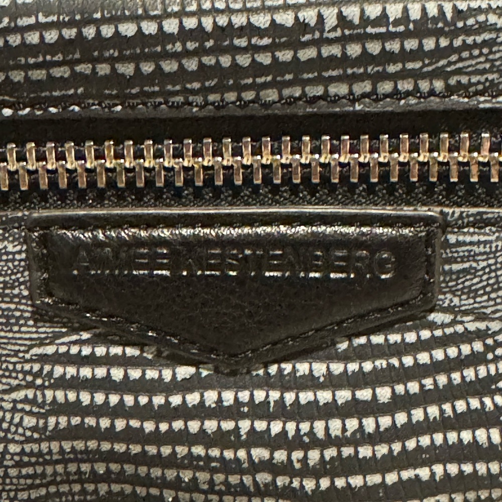 Aimee Kestenberg Black Leather Crossbody Bag - Textured Snake Print Accent - Picture 4 of 13